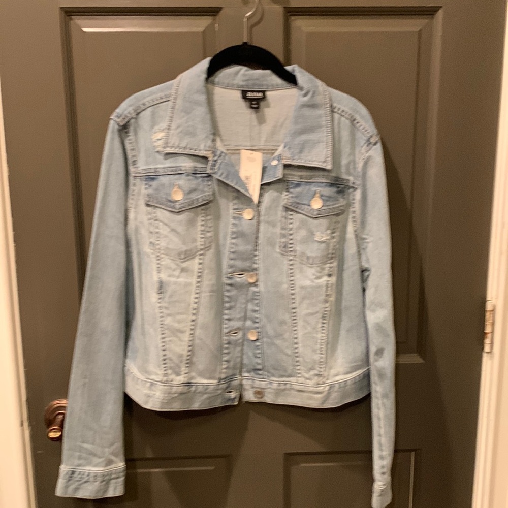 Juniors size XL a.n.a  denim jacket. Slightly distressed. NWT.